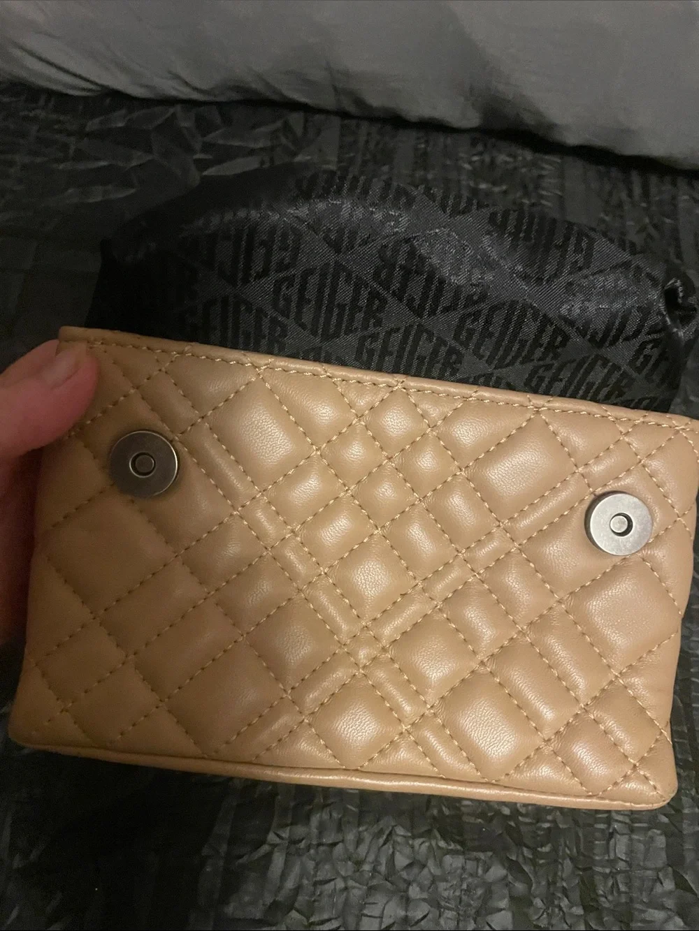Quilted Leather Chain Shoulder Bag - Beige by Kurt Geiger